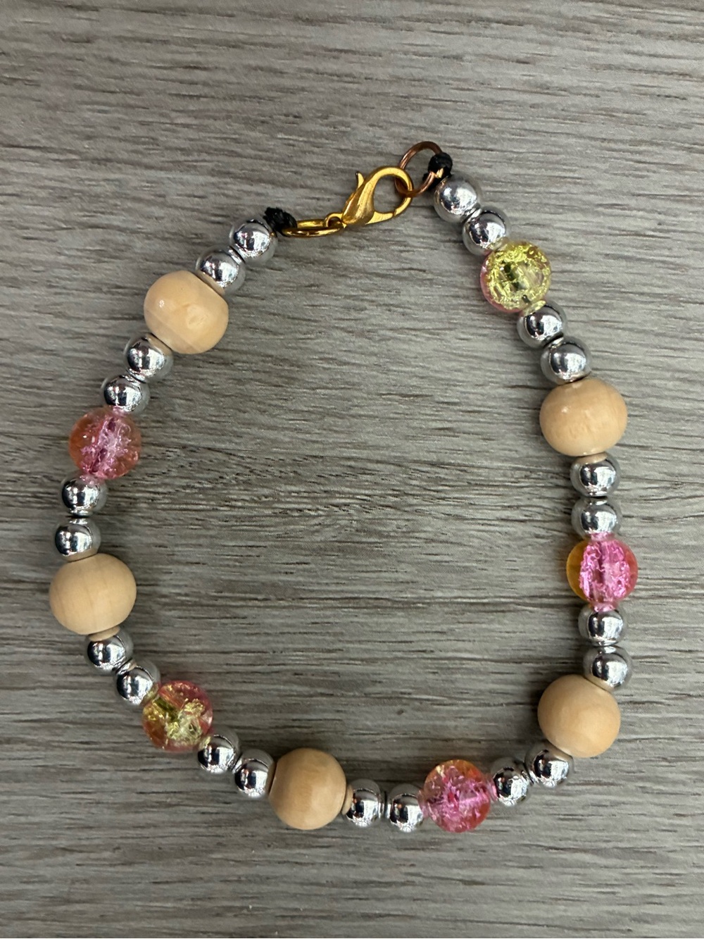 Beaded Pink & Yellow Glass Accent Bracelet - Women Jewelry